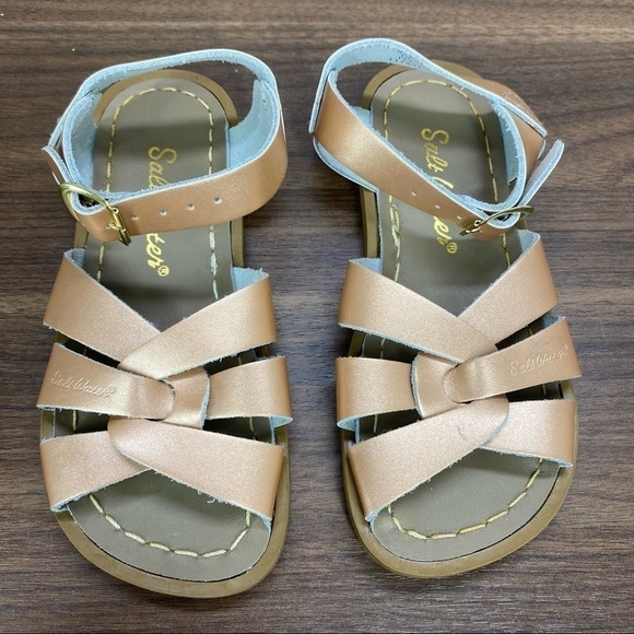 Saltwater originals leather sandals in matte rose gold toddlers size 10 - Picture 2 of 8